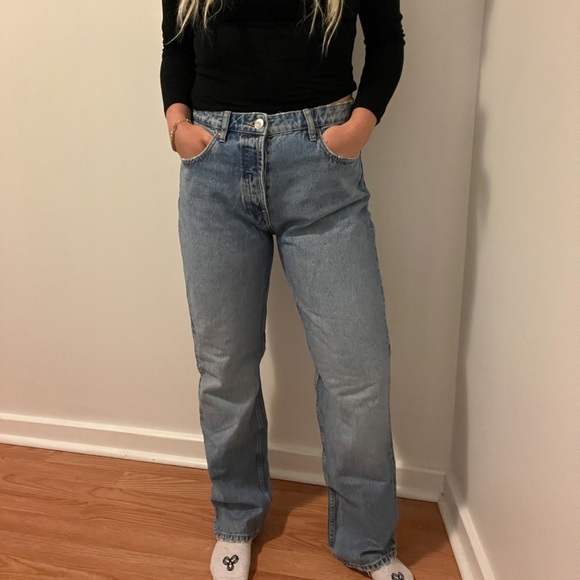 Zara Light Blue Straight Leg Jeans - Picture 2 of 7
